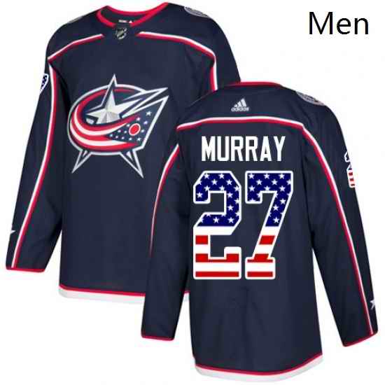 Mens Adidas Columbus Blue Jackets 27 Ryan Murray Authentic Navy Blue USA Flag Fashion NHL Jersey